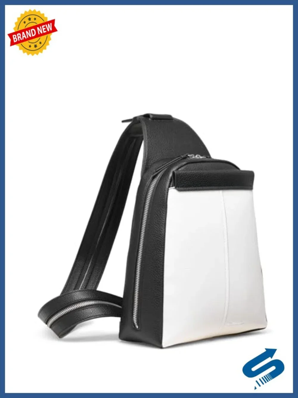 Vegan Leather Convertible Sling Backpack with Gold Hardware